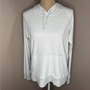 Kuhl Stria Pullover Lightweight Hoody Long Sleeve Gray White Stripe Size Large